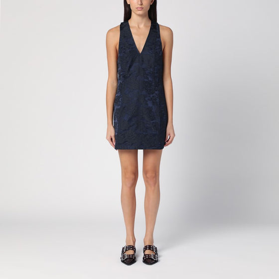GANNI Navy blue mini dress with knot detail