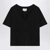LouLou De Saison Black cotton V-neck T-shirt