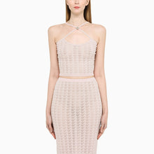  Alessandra Rich Pink criss-cross top