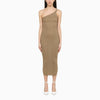 Alessandra Rich Gold one-shoulder dress with rhinestones