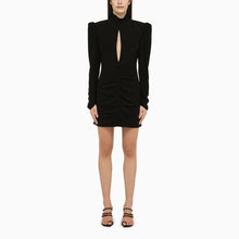  Alessandra Rich Black draped silk minidress