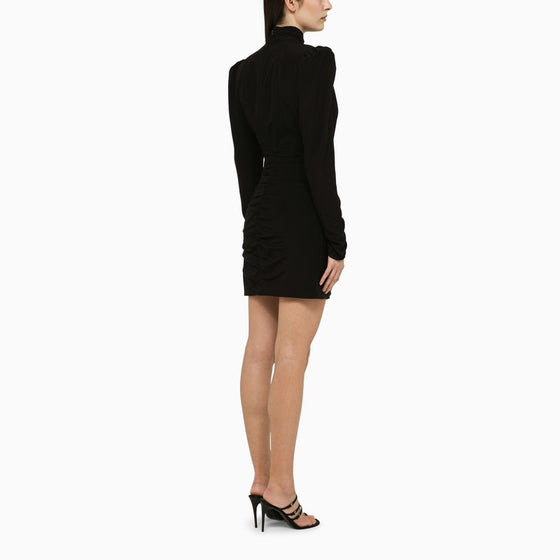 Alessandra Rich Black draped silk minidress