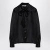 Alessandra Rich Black silk shirt with bow