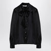 Alessandra Rich Black silk shirt with bow