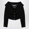 Alessandra Rich Black Off Shoulder Jacket in Wool