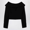 Alessandra Rich Black Off Shoulder Jacket in Wool
