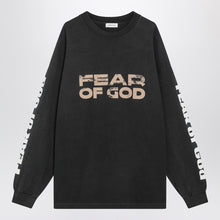  Fear of God Black washed-effect sweater with logo prints