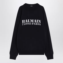  Balmain Blue wool sweater with logo