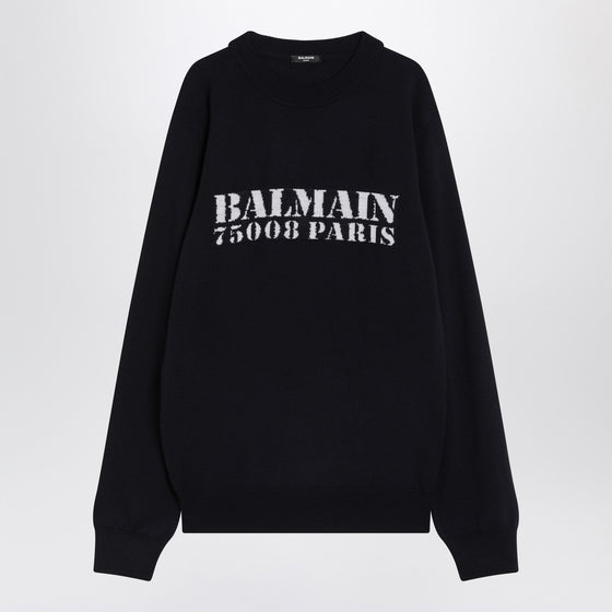 Balmain Blue wool sweater with logo