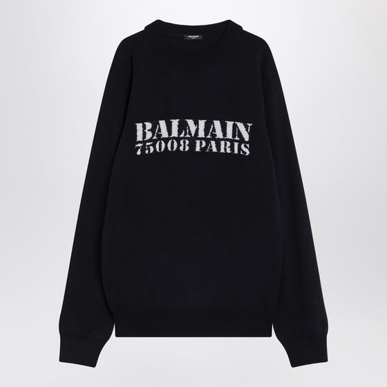 Balmain Blue wool sweater with logo