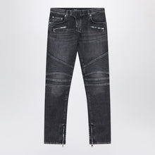  Balmain Grey washed slim biker jeans