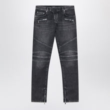  Balmain Grey washed slim biker jeans