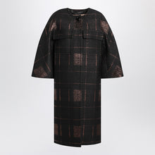  Max Mara Atelier Black cocoon coat in jacquard lamé