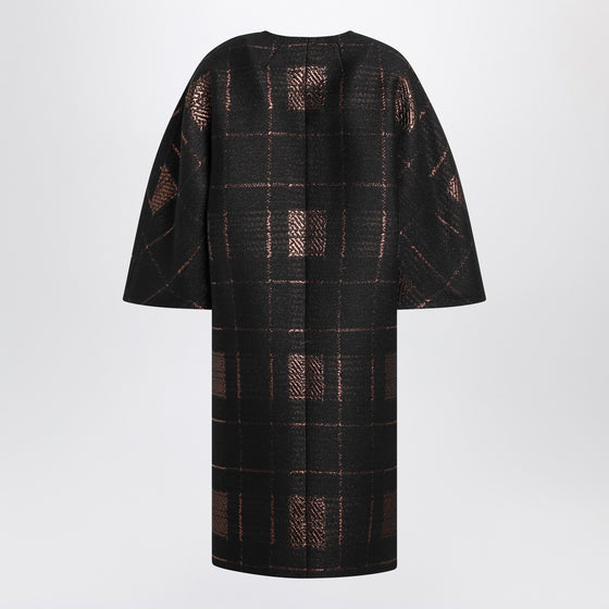 Max Mara Atelier Black cocoon coat in jacquard lamé