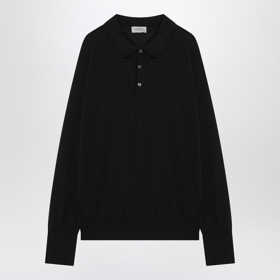 JOHN SMEDLEY Black Finchley polo in cotton