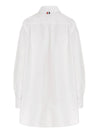 Thom Browne Logo Pussy Bow Blouse