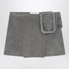 Ami Paris Grey suede mini skirt with large buckle belt