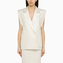  Federica Tosi Silver double-breasted cotton-blend waistcoat