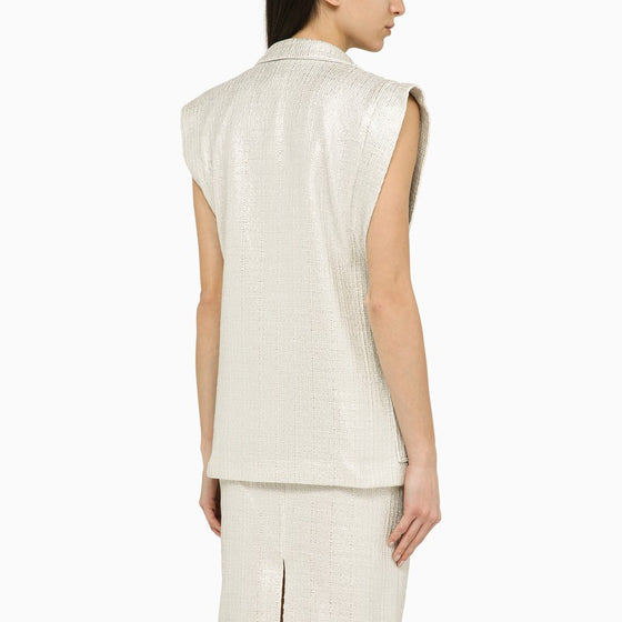 Federica Tosi Silver double-breasted cotton-blend waistcoat