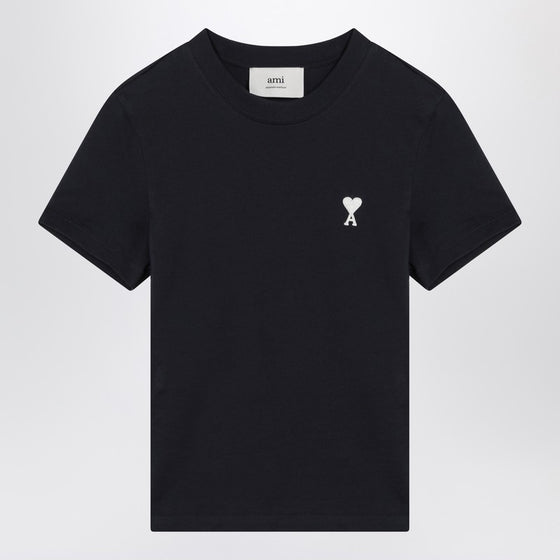 Ami Paris Midnight blue Ami de Coeur cropped T-shirt