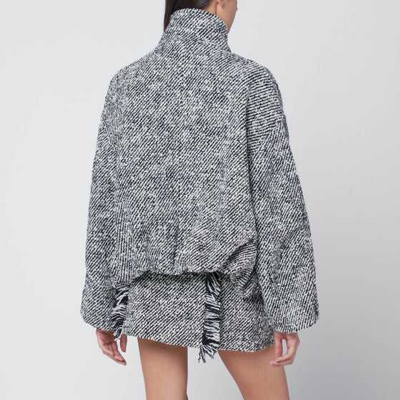 Durazzi Milano Black/white patterned wool-blend bomber