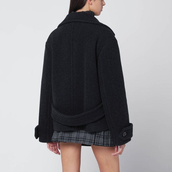 Durazzi Milano Dark grey mélange wool coat