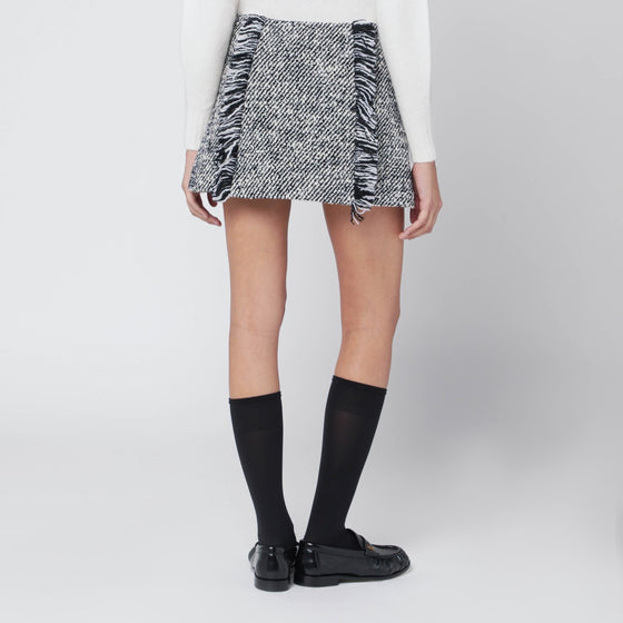 Durazzi Milano Black/white patterned wool-blend mini skirt