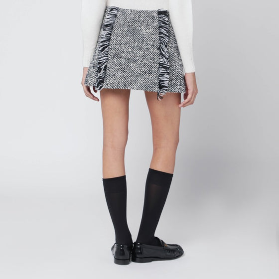 Durazzi Milano Black/white patterned wool-blend mini skirt