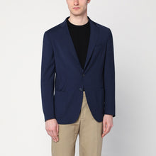  Santaniello Blue wool-blend single-breasted jacket