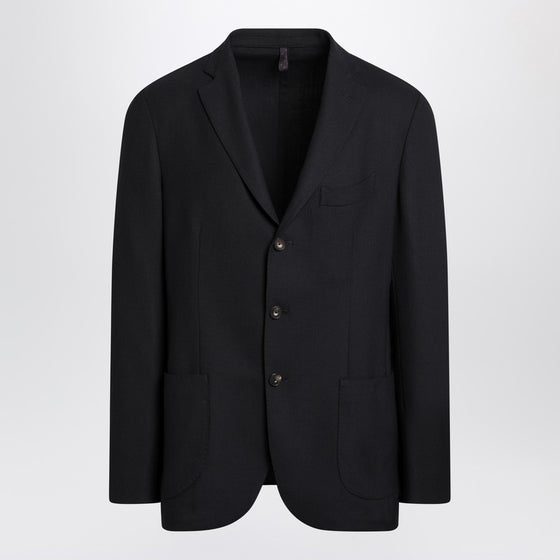 Santaniello Blue wool blend single-breasted jacket