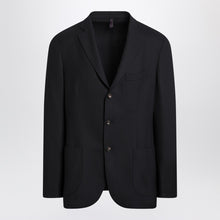  Santaniello Blue wool blend single-breasted jacket