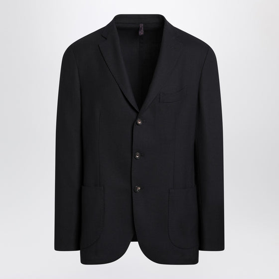 Santaniello Blue wool blend single-breasted jacket