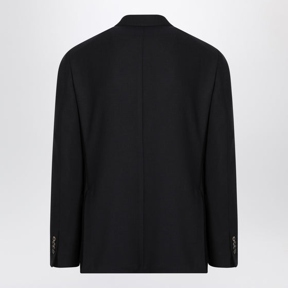 Santaniello Blue wool blend single-breasted jacket