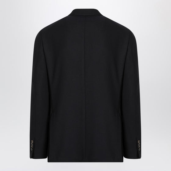 Santaniello Blue wool blend single-breasted jacket