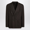 Santaniello Brown checked double breasted jacket
