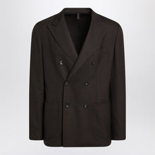  Santaniello Brown checked double breasted jacket