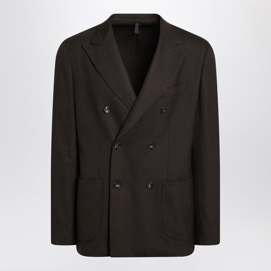 Santaniello Brown checked double breasted jacket