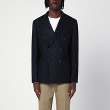  Santaniello Blue wool-blend double-breasted jacket