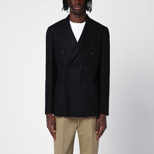  Santaniello Black wool-blend double-breasted jacket