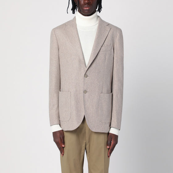 Santaniello Beige wool-blend single-breasted jacket