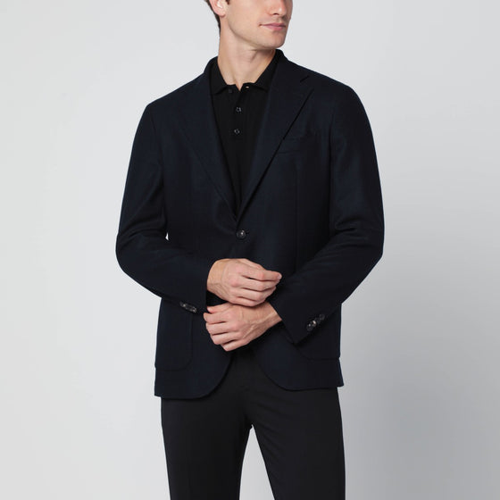 Santaniello Navy blue single-breasted wool jacket