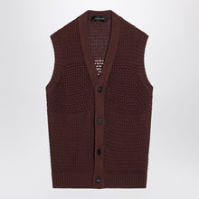  Tagliatore Brown perforated cotton vest