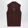 Tagliatore Brown perforated cotton vest