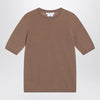 Max Mara Hazelnut-coloured crew neck sweater in wool