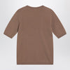 Max Mara Hazelnut-coloured crew neck sweater in wool