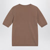 Max Mara Hazelnut-coloured crew neck sweater in wool