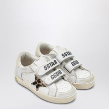  Golden Goose Old School sneakers in white with leopard-print star