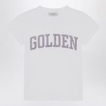  Golden Goose White T-shirt with Glitter Logo