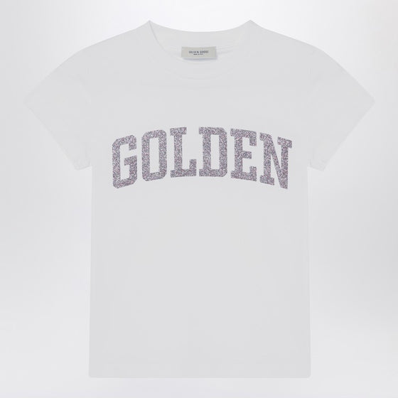 Golden Goose White T-shirt with Glitter Logo