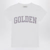 Golden Goose White T-shirt with Glitter Logo